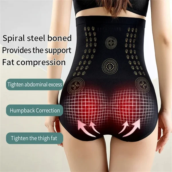 **"Calcinha modeladora feminina, cintura alta, sem costura, com controle de barriga e suporte abdominal. Ideal para afinar a cintura e modelar o corpo."**  😊